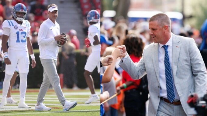 Coaches Lane Kiffin and Billy Napier
