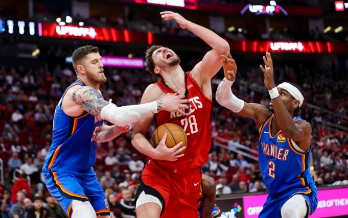 休斯敦火箭隊對陣俄克 NBA: Oklahoma City Thunder at Houston Rockets - Source: Imagn