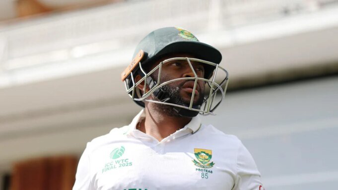 Temba Bavuma of South Africa walks out to bat during Day Four of the ICC World Test Championship Final between South Africa and Australia at Lord