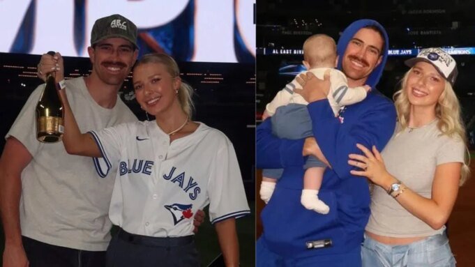 在藍鳥隊 (ALCS Shane Bieber with his wife, Kara (Images from - Instagram.com/@karamaxinebieber)