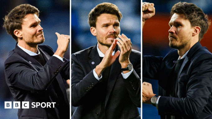 我們從羅爾在流浪者隊 Rangers manager Danny Rohl, pictured three times