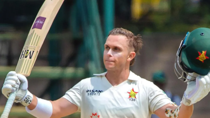 Ben Curran celebrates his maiden Test century