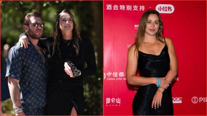 Aryna Sabalenka with her boyfriend Georgios Frangulis (L) Paula Badosa (R) 