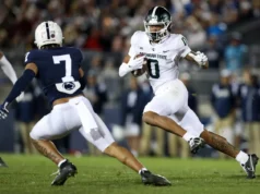 密歇根州立大學橄欖球隊為賓夕法尼亞州立大學比賽展示了特殊的“向服務致敬”制服
| mtgamer.com 密歇根州立大學橄欖球隊為賓夕法尼亞州立大學比賽展示了特殊的“向服務致敬”制服
| mtgamer.com